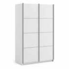 Verona Sliding Wardrobe 120Cm In White With White Doors With 5 Shelves