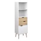 Oslo Bookcase 2 Drawers 1 Door In White And Oak Effect