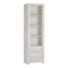 Angel Tall Narrow 3 Drawer Bookcase In White Craft Oak Effect