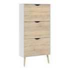 Oslo Shoe Cabinet 3 Drawers In White And Oak Effect