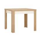Lyon Small Extending Dining Table 90/180Cm In Riviera Oak Effect/White High Gloss