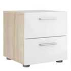 Pepe Bedside 2 Drawers In Oak Effect With White High Gloss