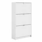 Shoes Hallway Storage Cabinet With 3 Tilting Doors And 2 Layers White