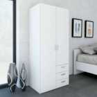 Space Wardrobe With 2 Doors And 3 Drawers White