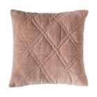 Quilted Cotton Velvet Cushion Blush 450x450mm
