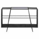 Interiors By Ph Console Table Grey Glass Top Black Metal Frame