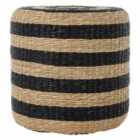 Interiors By Ph Seagrass Pouffe Natural / Black Finish
