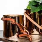 Ivyline Copper Hanging Planter With Leather Strap - D15Cm