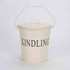 Inglenook Kindling Bucket With Lid - Glossy Cream