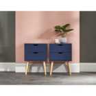 Nyborg Pair Of Two Drawer Bedside Tables Nightshadow