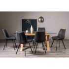 Cannes Clear Glass 6 Seater Dining Table & 6 Fontana Dark Grey Suede Fabric Chairs