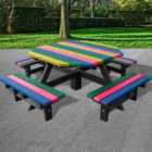 NBB Junior 200cm Octagonal Recycled Plastic Picnic Table - Multi-Coloured