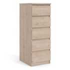 Naia Narrow Chest Of 5 Drawers In Jackson Hickory Oak Effect