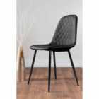 Furniture Box 2 x Black Faux Leather Corona Modern Dining Chairs Black Leg