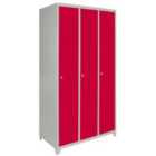 3 Door Wide Locker - Red 900Mm X 500Mm X 1800Mm Flat-packed