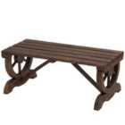 Outsunny Wooden Wheel Bench Rustic Outdoor Patio Garden Seat 2-person Loveseat