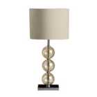 Premier Housewares Mistro Table Lamp with Amber Orb/Chrome Base & Cream Faux Suede Shade