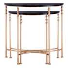 Interiors By PH Set Of 2 Console Tables Half Round Metal With Mdf Top
