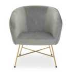 Interiors By PH Velvet Chair Grey Gold Legs