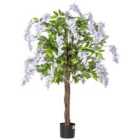 HOMCOM Artificial Realistic Wisteria Flower Tree Faux Plant For Indoor