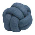 Furn. Boucle Knot Polyester Filled Cushion Polyester Blue