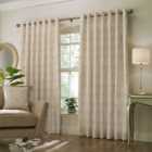 Paoletti Horto Embroidered Ringtop Eyelet Curtains (Pair) Polyester Natural (168X229Cm)