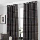 Paoletti Aviemore Heritage Check Ringtop Eyelet Curtains (Pair) Polyester Rust (168X137Cm)