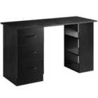 HOMCOM Computer Desk With Storage For Home Office Black Wood Grain Finish