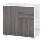 HOMCOM Side Cabinet With 2 Doors And 2 Drawers Grey White