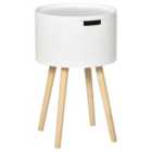 HOMCOM Round Hidden Storage Side Table With Removable Lid Tray White