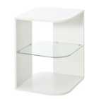 HOMCOM Modern Corner Table 3 Layer w/ Glass Shelf - White