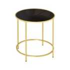 HOMCOM Round Side Table With Tempered Glass Tabletop For Living Room Bedroom