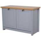 HOMCOM Shoe Cabinet 4 Storage Units Wood Effect Top Hallway Oak And Grey