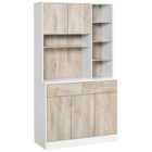 Homcom Kitchen Multi Storage Unit With Worktop And Shelving Wood Effect And White