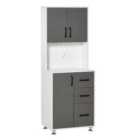 Homcom Modern Kitchen Cupboard Storage Organiser Microwave Cabinet Grey