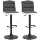 HOMCOM Bar Stool Set Of 2 Adjustable Height Upholstered Bar Chair Dark Grey