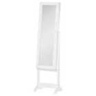 HOMCOM Free Standing LED Mirrored Jewelry Cabinet - White