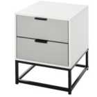 HOMCOM Bedside Cabinet w/ Metal Base, 2 Drawer White/Grey