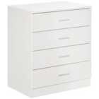 HOMCOM Chest Of 4 Drawers With Metal Rails Anti Tip White And Silver