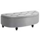 HOMCOM French Inspired Half Moon Ottoman Storage Bench Tufted Upholstered
