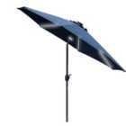 Outsunny 2.7M Garden Parasol Patio Sun Umbrella W/ LED Solar Light Blue