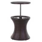 Outsunny Rattan Ice Bucket Activity Bar Cooler Table Beer Brown Outdoor Patio
