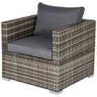 Outsunny Single Wicker Furniture Sofa Chair W/ Padded Cushion For Garden Balcony