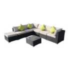 Outsunny 8Pc Rattan Sofa Garden Furniture Aluminium Outdoor Patio Set - Black