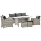 Outsunny 6Pcs Rattan Sofa Set Coffee Table Footstool Outdoor W/ Cushion
