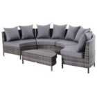Outsunny 5Pcs Garden Rattan Wicker Sofa Outdoor Patio Furniture Set W/ Pillow