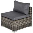 Outsunny Garden Furniture Rattan Single Middle Sofa - Grey