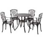 Outsunny 5pc Coffee Table Chairs Outdoor Furniture Set w/ Parasol Hole