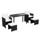 Outsunny 5Pcs Rattan Garden Furniture Wicker Weave Sofa Set Table Chair Footrest - Black
