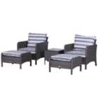 Outsunny 5Pcs Outdoor Patio Furniture Set Wicker Conversation Set Deep Grey
